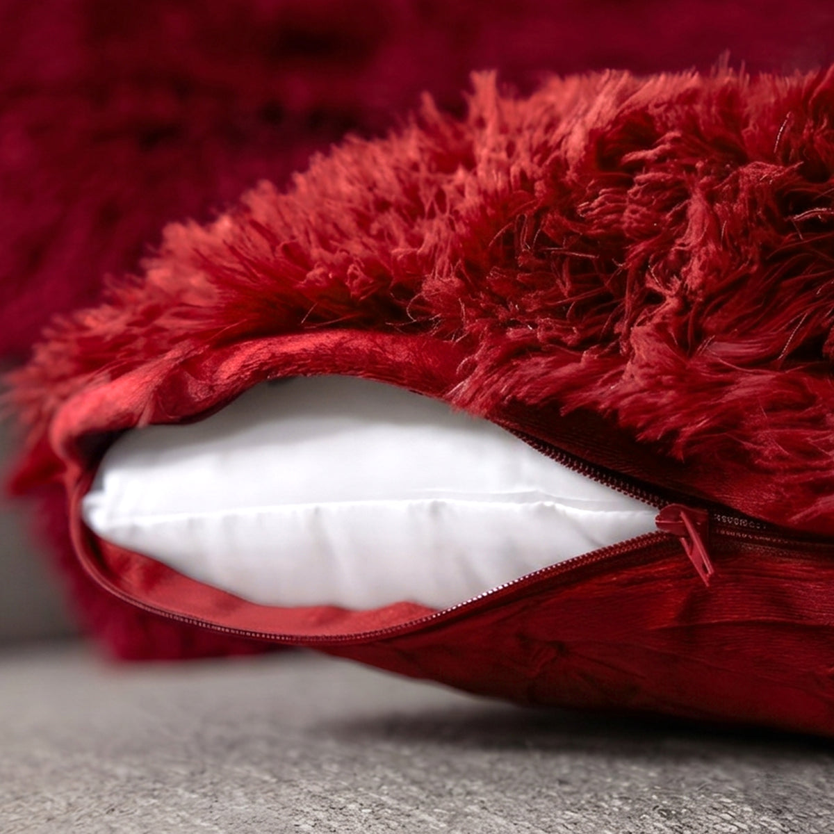 Cheer Collection  Shaggy Long Hair Throw Pillows - Super Soft and Plush Faux Fur Lumbar Accent Pillows - 12 x 20 - Set of 2