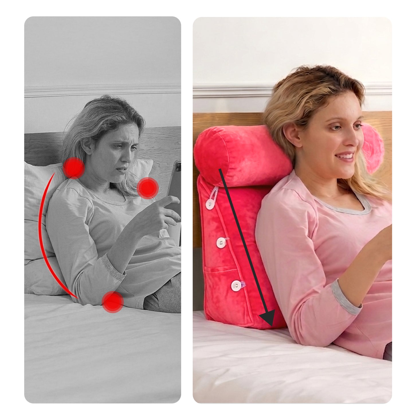Cheer Collection Wedge Shaped Back Support Pillow and Bed Rest Cushion for Reading, Gaming, Watching - with Adjustable Neck Pillow