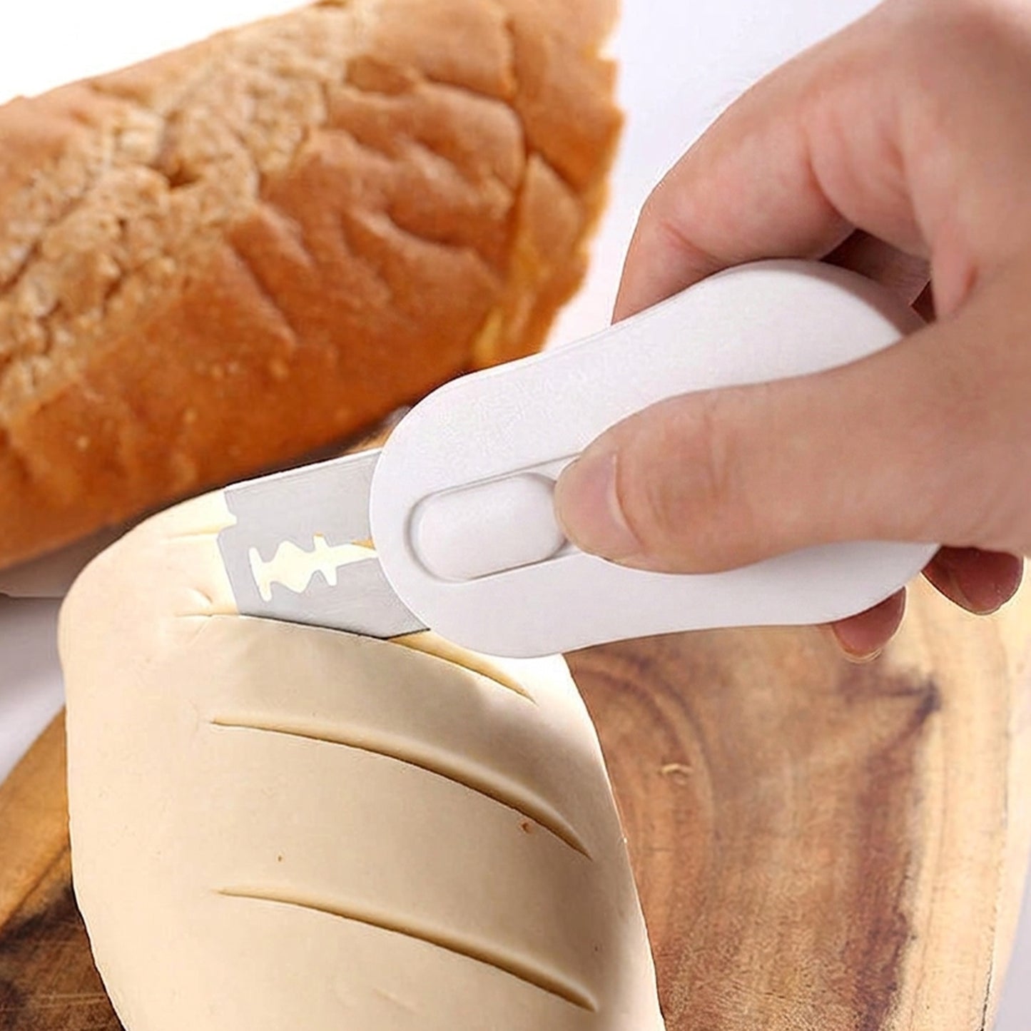Cheer Collection Retractable Bread Scoring Tool with Magnetic Storage & Replacement Blades