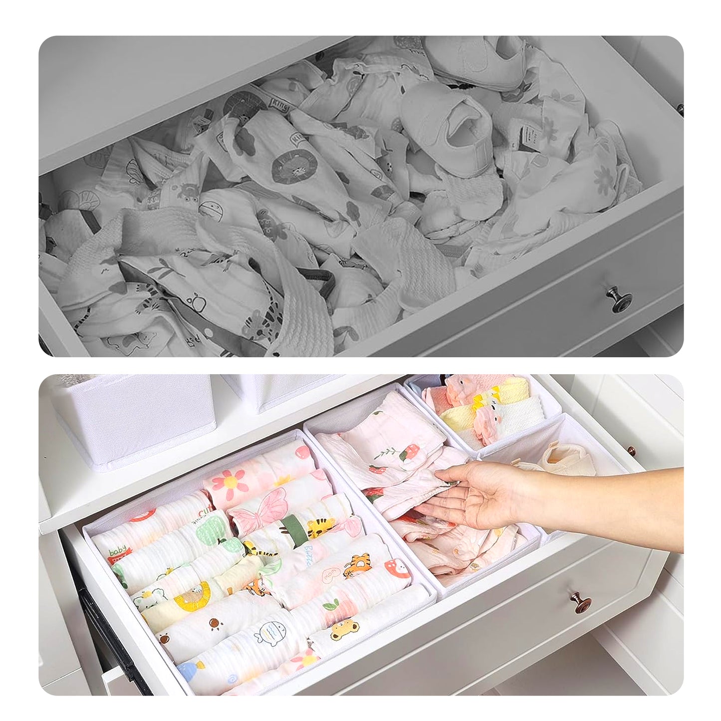 Cheer Collection 12-Piece Foldable Fabric Clothes Drawer Organizer Set