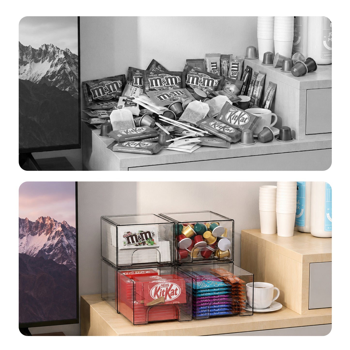 Cheer Collection Stackable Clear Storage Drawer Organizers, Set of 4