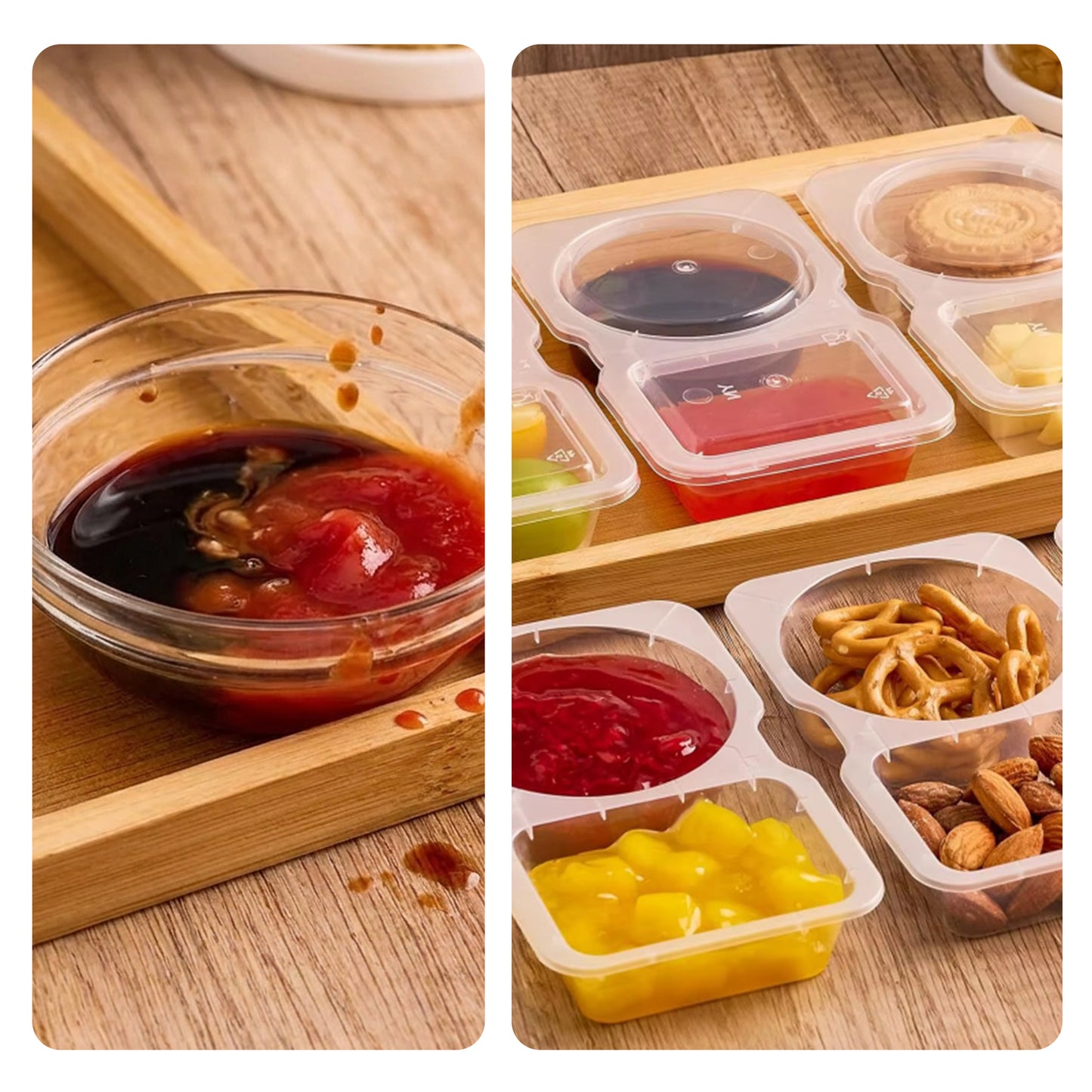 Cheer Collection BPA-Free Reusable Food Storage Containers with Dual Compartments and Lids