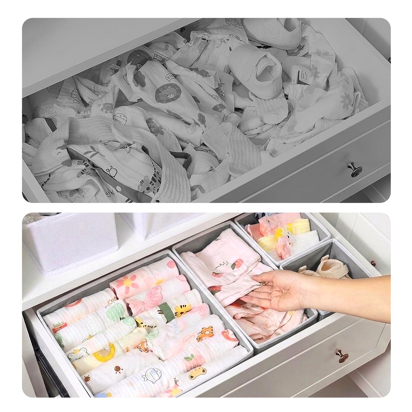 Cheer Collection 12-Piece Foldable Fabric Clothes Drawer Organizer Set