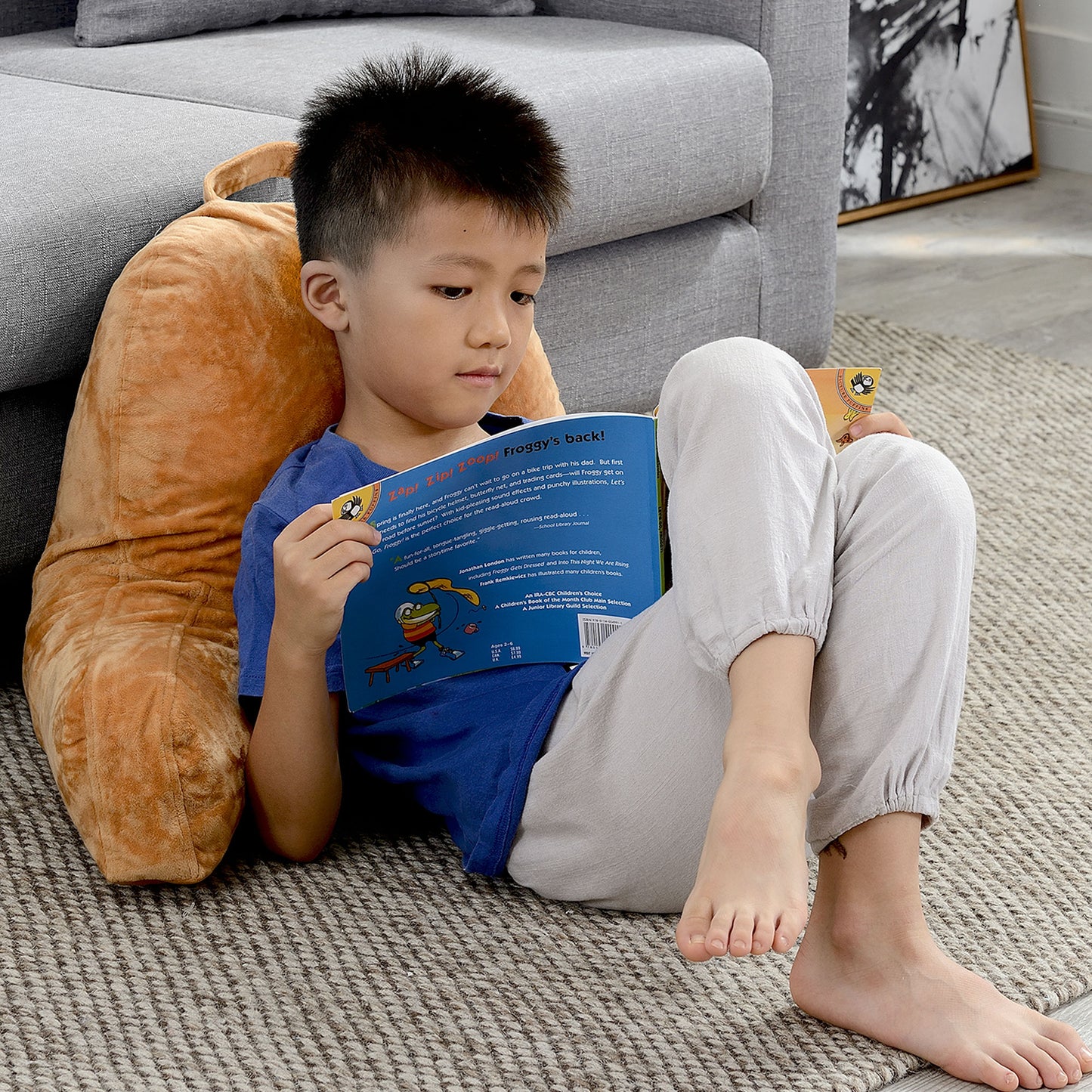 Cheer Collection Kids Size Reading Pillow with Arms for Sitting Up in Bed