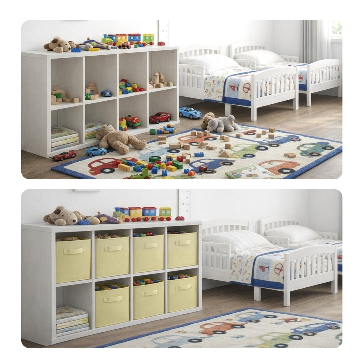 Cheer Collection Fabric Storage Cubes with Handles 6 Pack Collapsible Shelf Organizer Bins