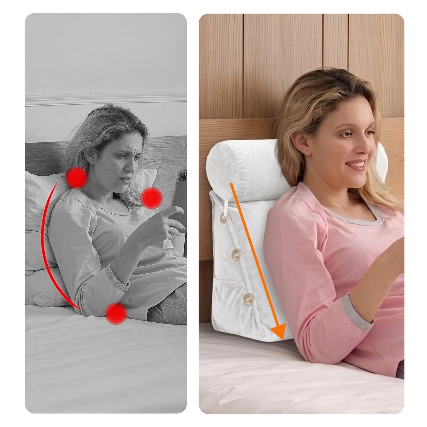 Cheer Collection Wedge Shaped Back Support Pillow and Bed Rest Cushion for Reading, Gaming, Watching - with Adjustable Neck Pillow