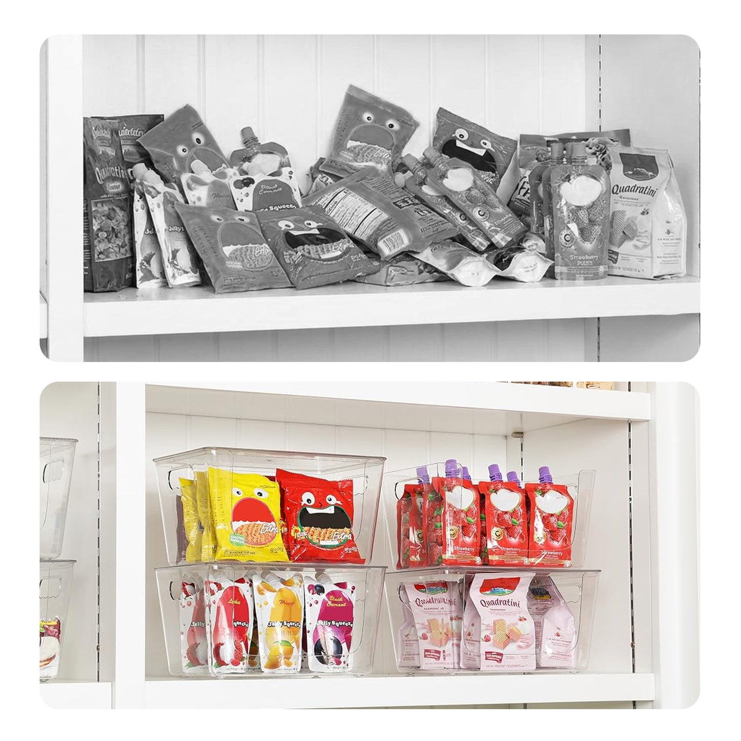 Cheer Collection Clear Stackable Storage Bins with Lids for Home Organization, Trash Bags & Pantry Storage, Set of 2
