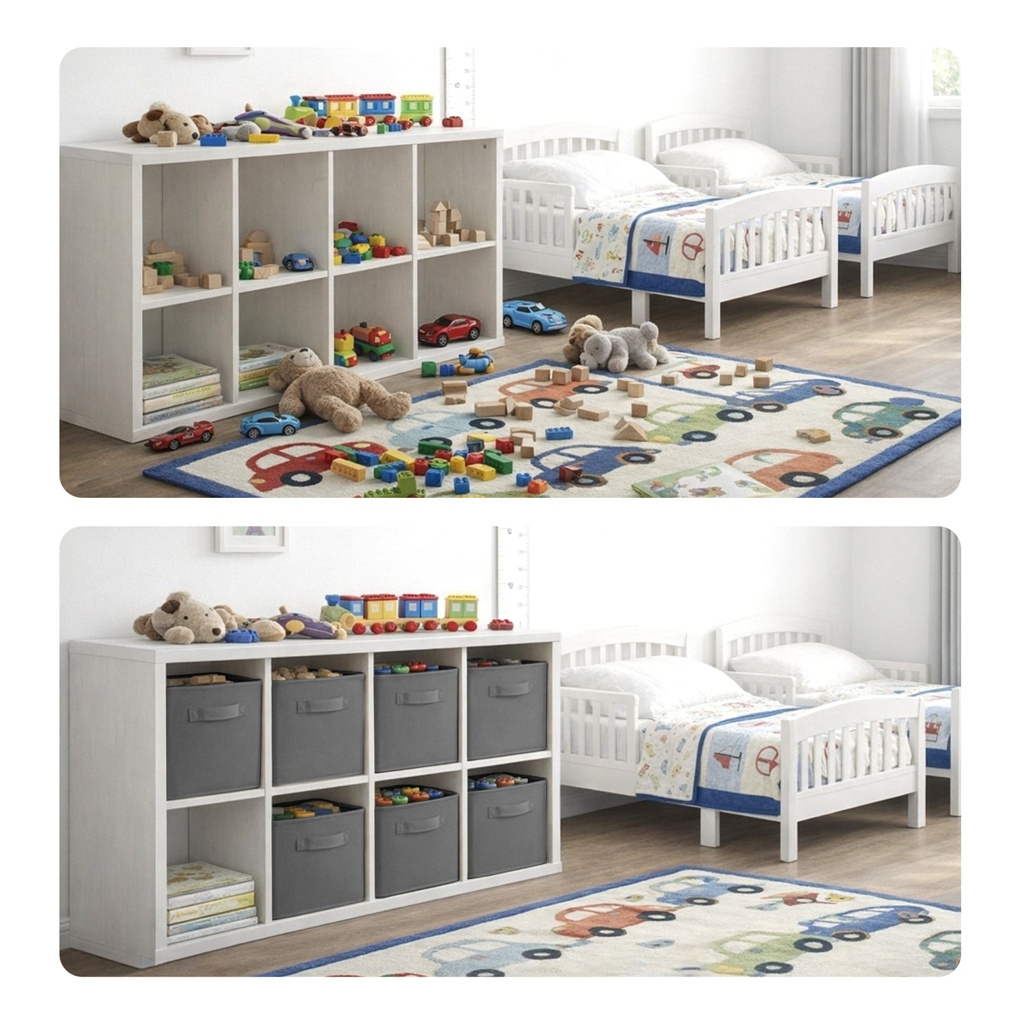 Cheer Collection Fabric Storage Cubes with Handles 6 Pack Collapsible Shelf Organizer Bins