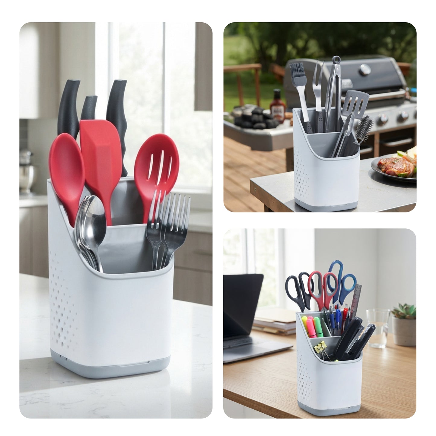 Cheer Collection Utensil Organizer Caddy and Drying Rack with Drip Tray