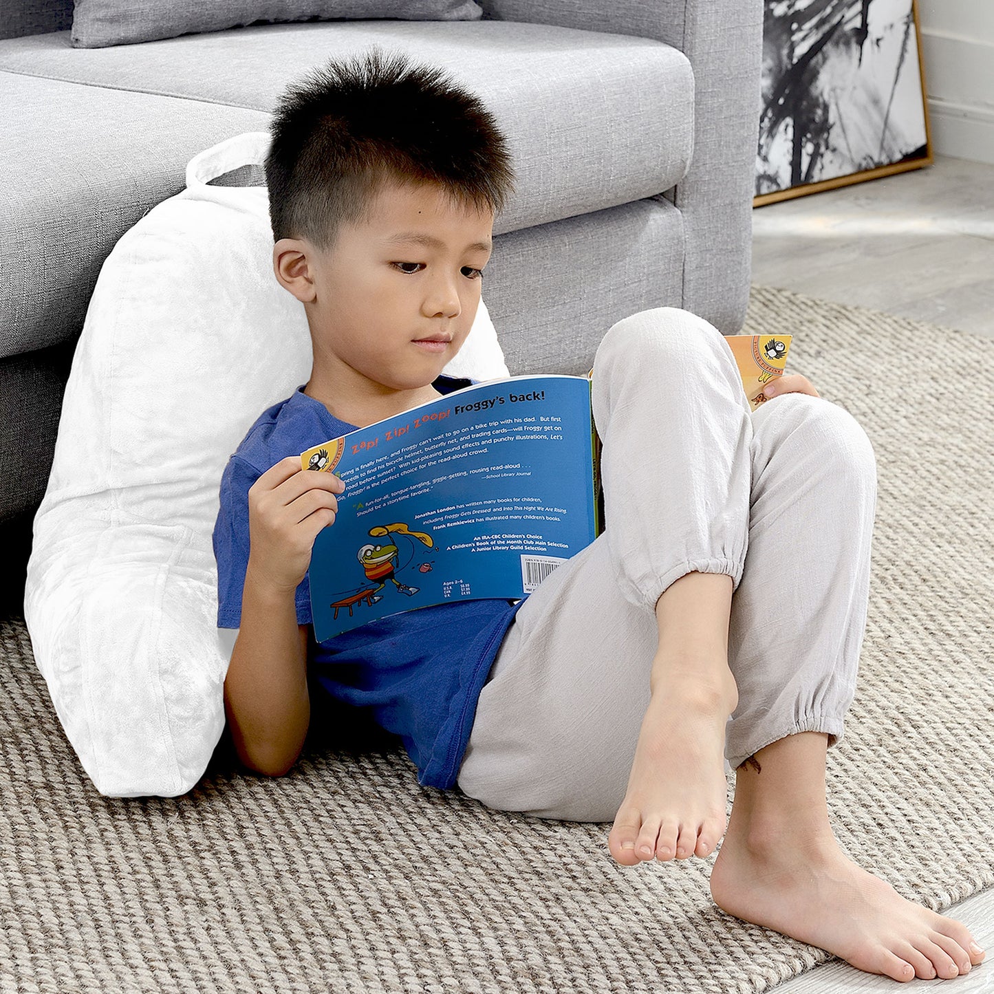 Cheer Collection Kids Size Reading Pillow with Arms for Sitting Up in Bed