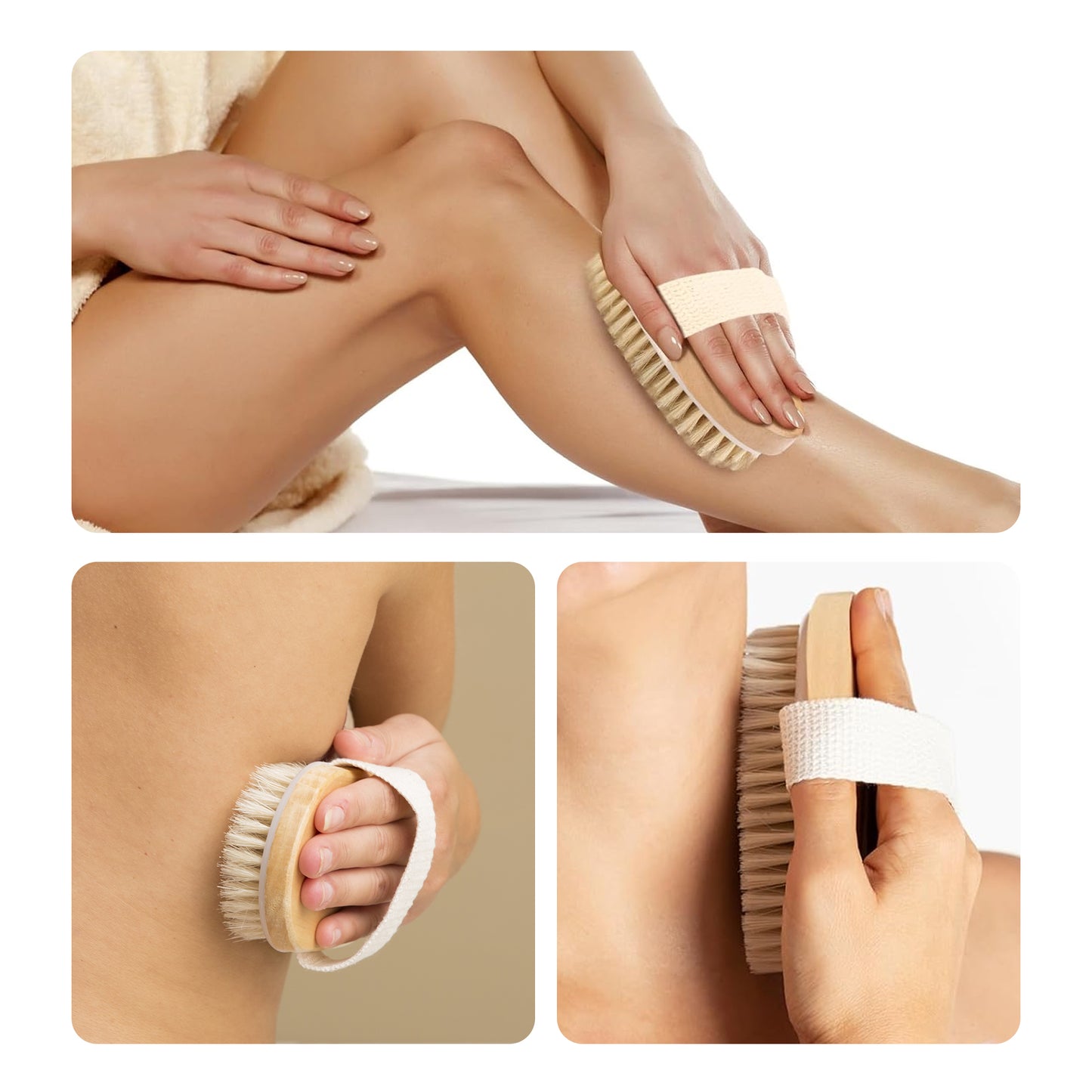 Cheer Collection Natural Bristle Exfoliating Body Brush Set for Daily Care with Comfort Grip