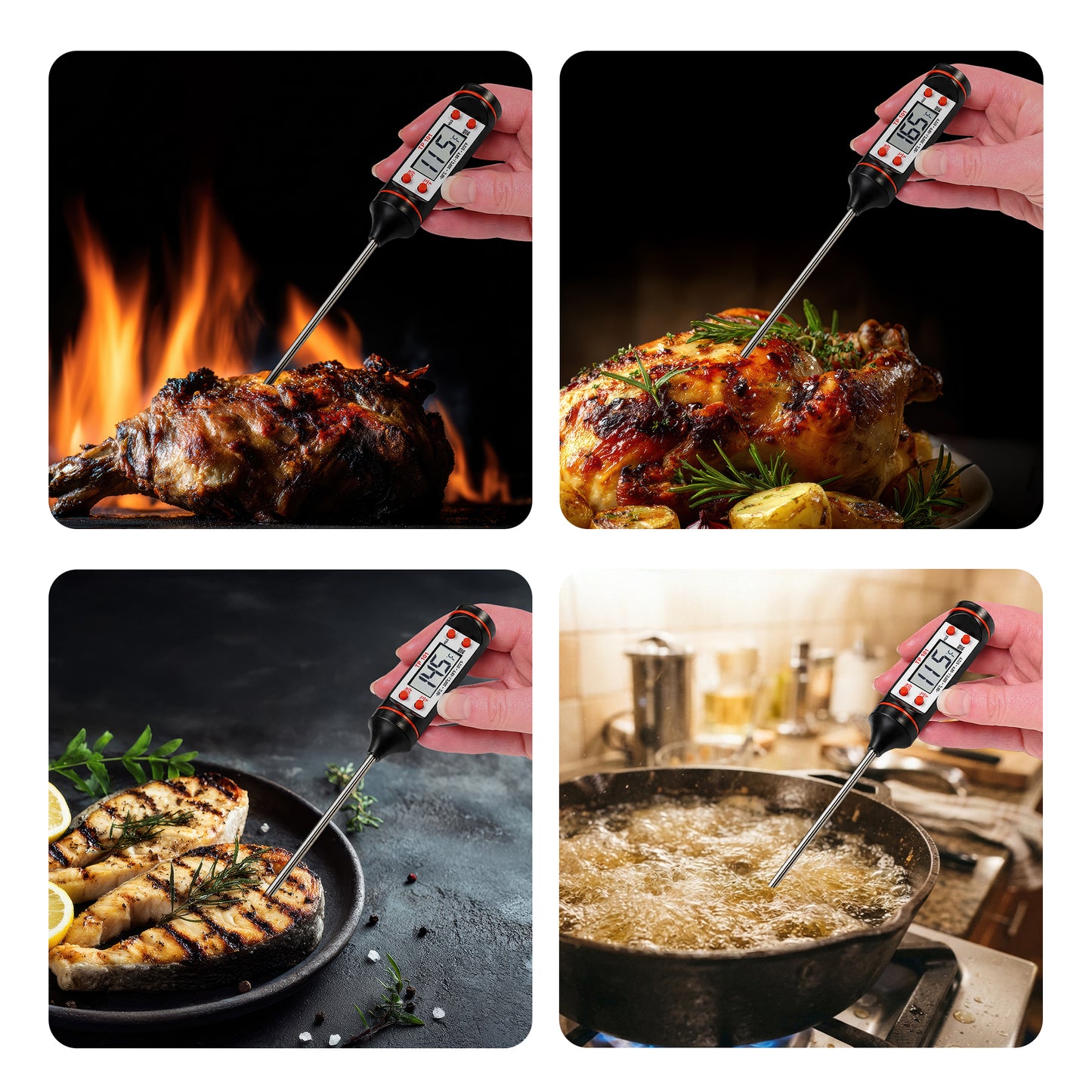 Cheer Collection Digital Meat Thermometer, Quick Read Cooking Thermometer for Grill BBQ Snoker and Kitchen