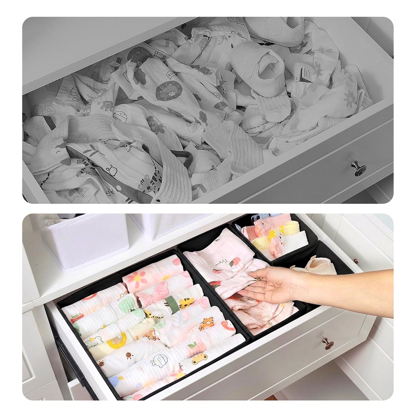 Cheer Collection 12-Piece Foldable Fabric Clothes Drawer Organizer Set