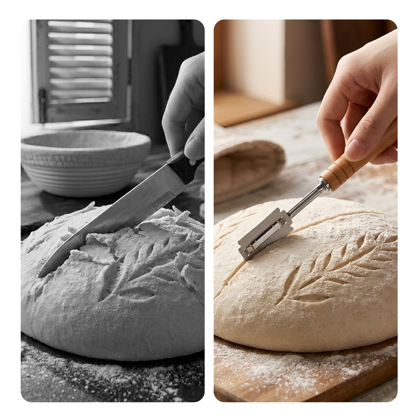 Cheer Collection Artisan Bread Lame Scoring Tool with Wooden Handle & Protective Cover