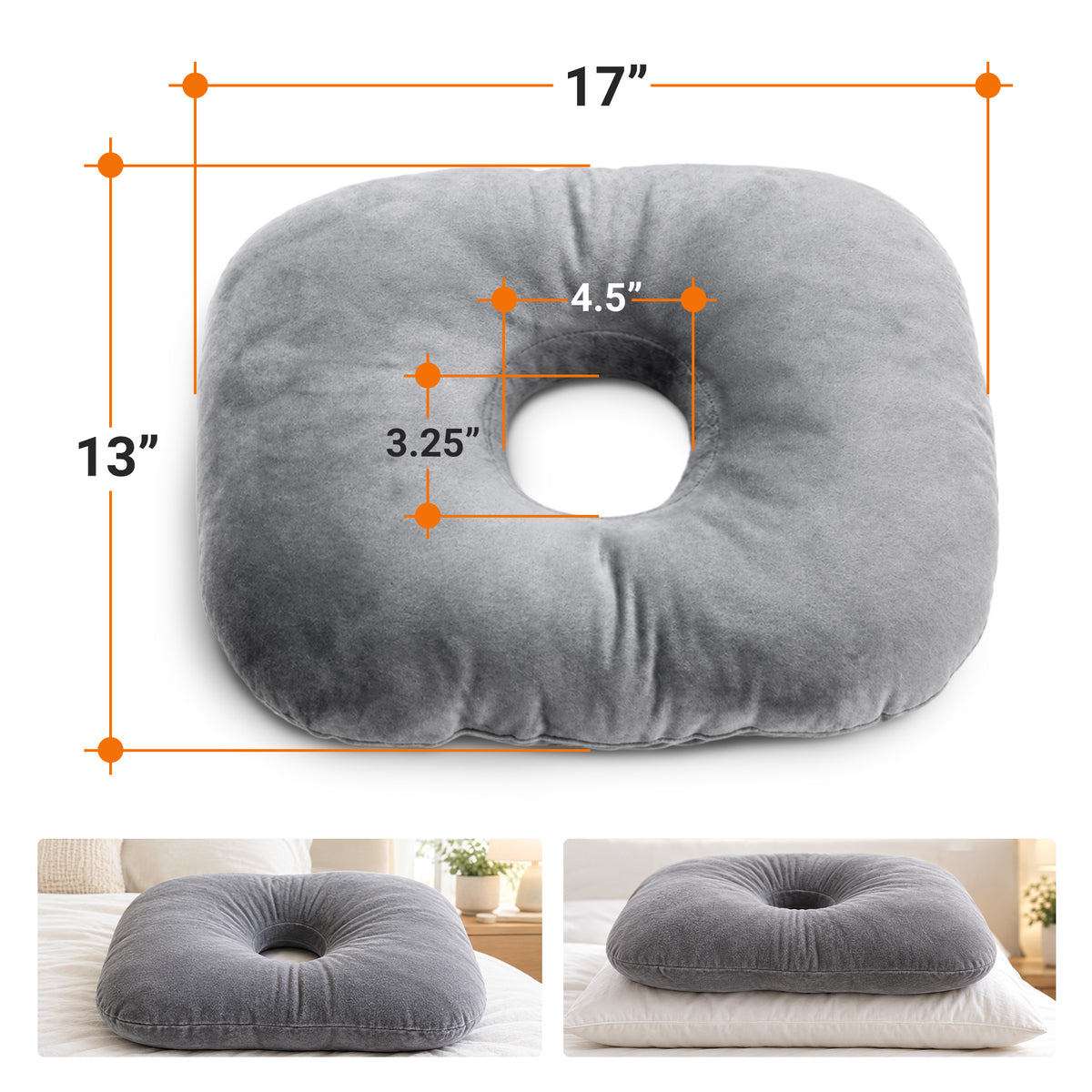 Cheer Collection Ear Pillow for Side Sleepers with Center Ear Opening