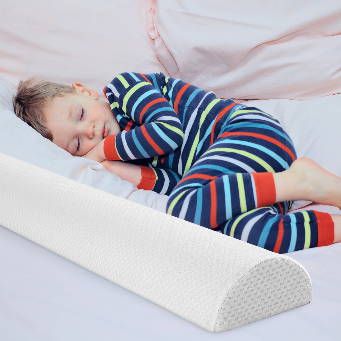 Cheer Collection Toddler Guardrail with Washable Waterproof Cover – Safe Transition to Big Kid Bed