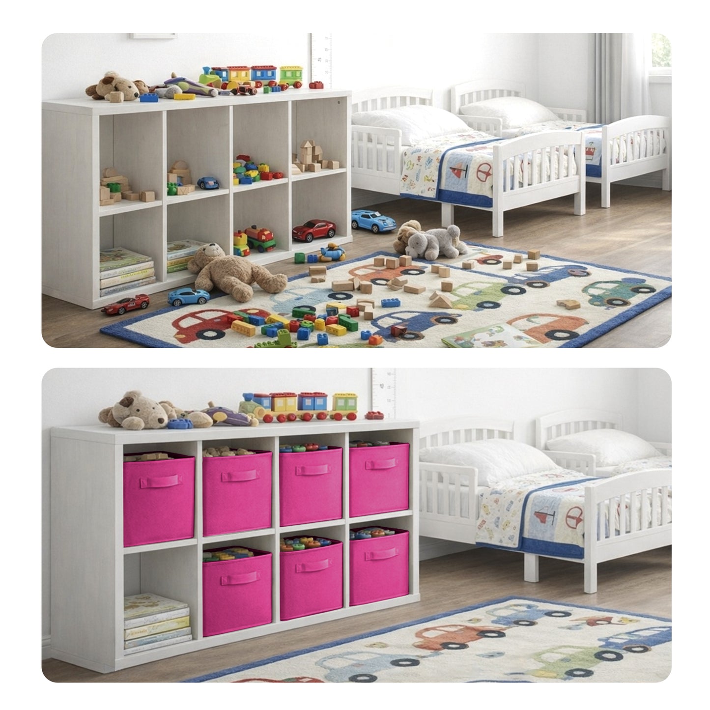 Cheer Collection Fabric Storage Cubes with Handles 6 Pack Collapsible Shelf Organizer Bins