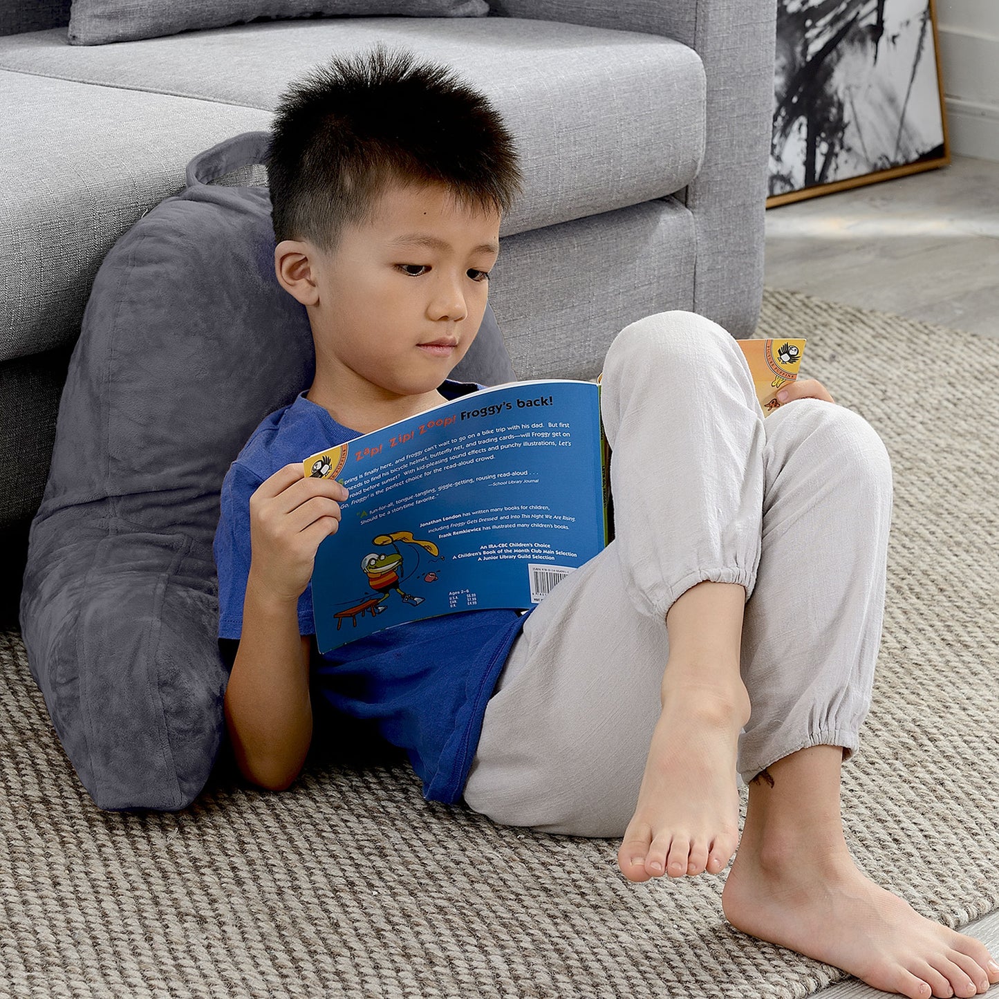 Cheer Collection Kids Size Reading Pillow with Arms for Sitting Up in Bed
