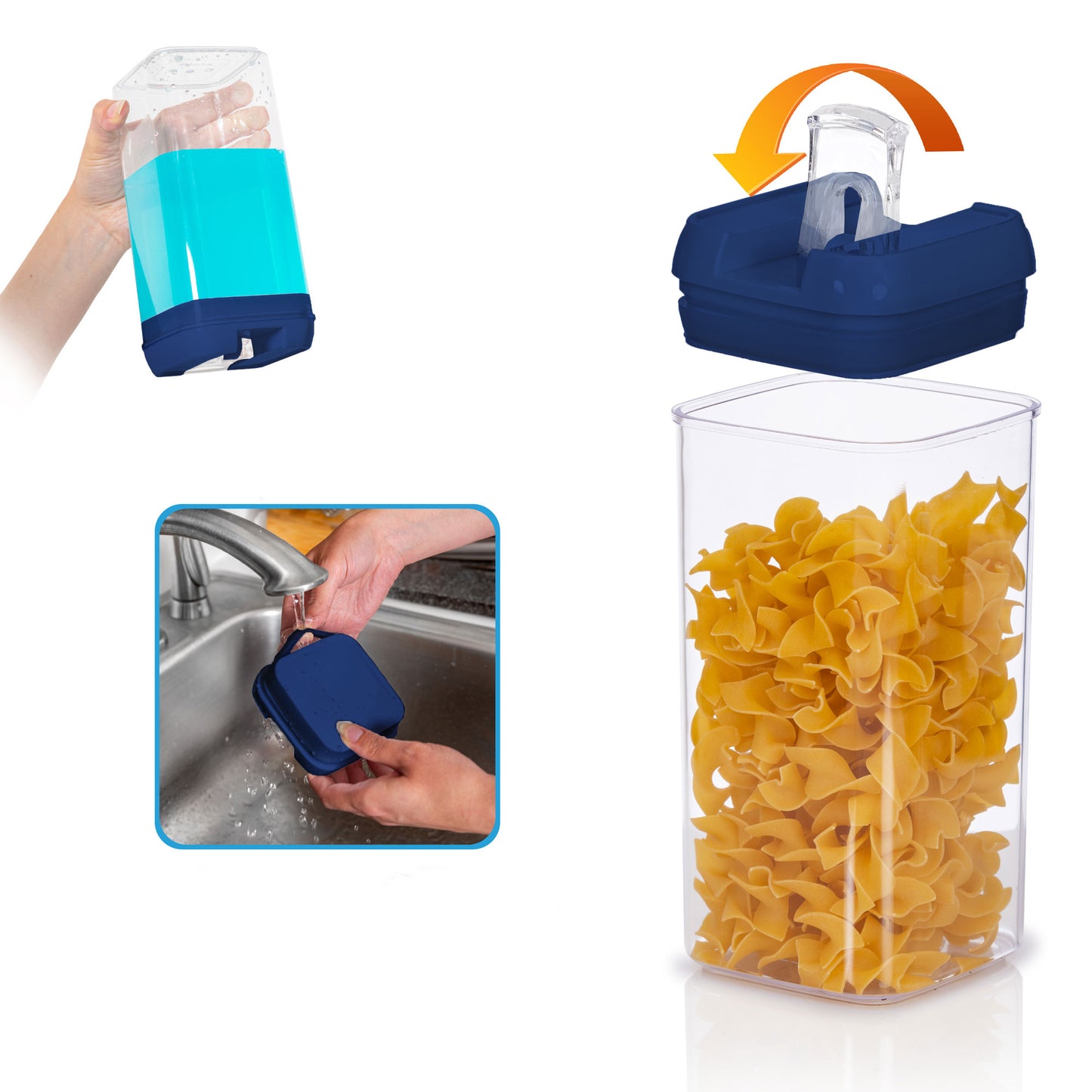 Cheer Collection Set of 7 Airtight Food Storage Containers plus Dry Erase Marker and Label - Multiple Colors Available