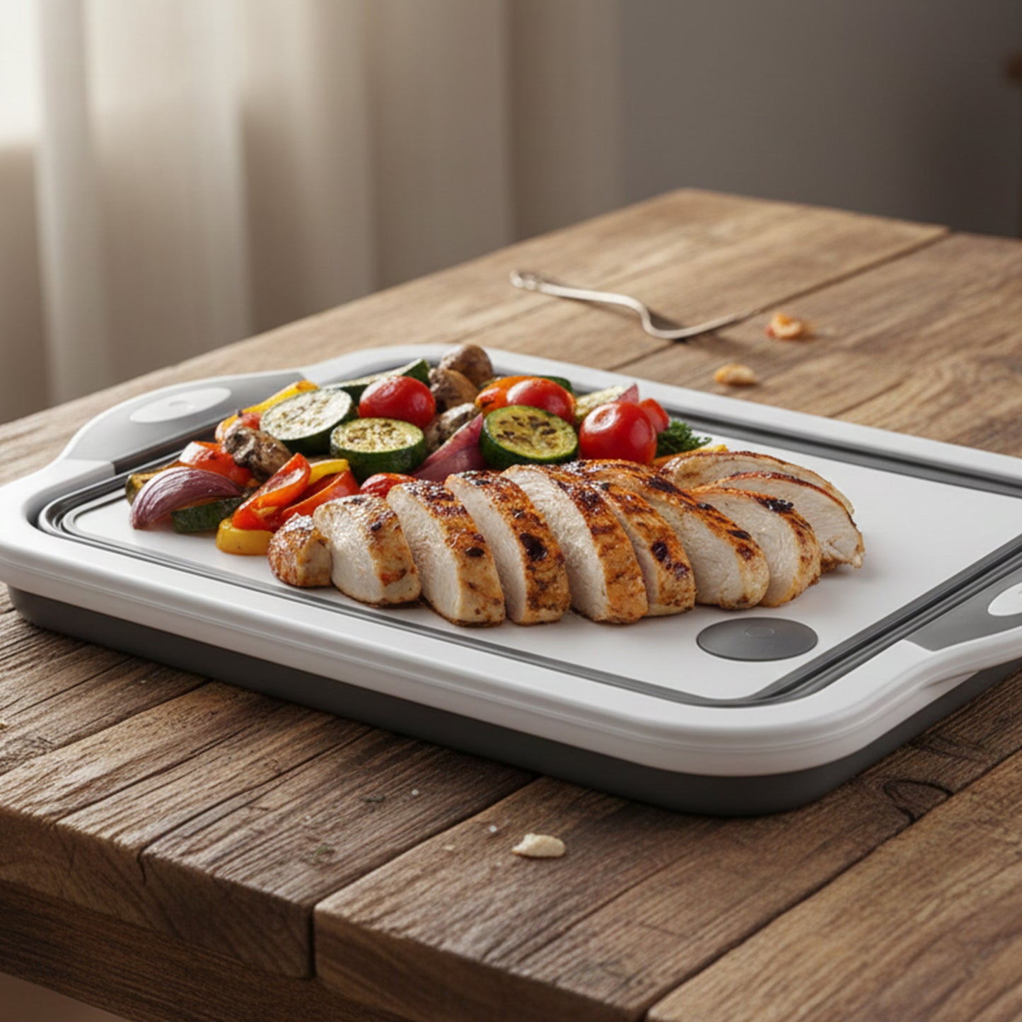 Cheer Collection Collapsible BBQ Prep Tub and Cutting Board 3 in 1 Travel Friendly Wash Chop Serve