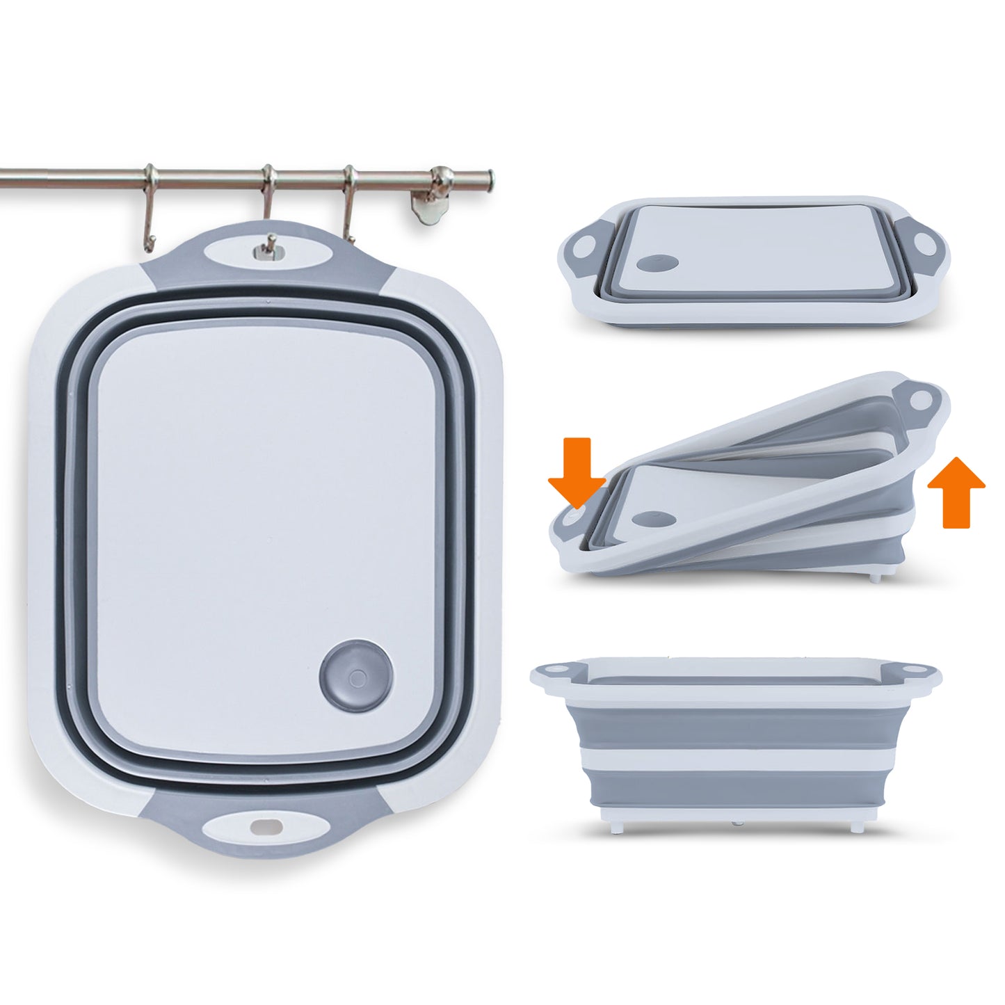 Cheer Collection Collapsible BBQ Prep Tub and Cutting Board 3 in 1 Travel Friendly Wash Chop Serve