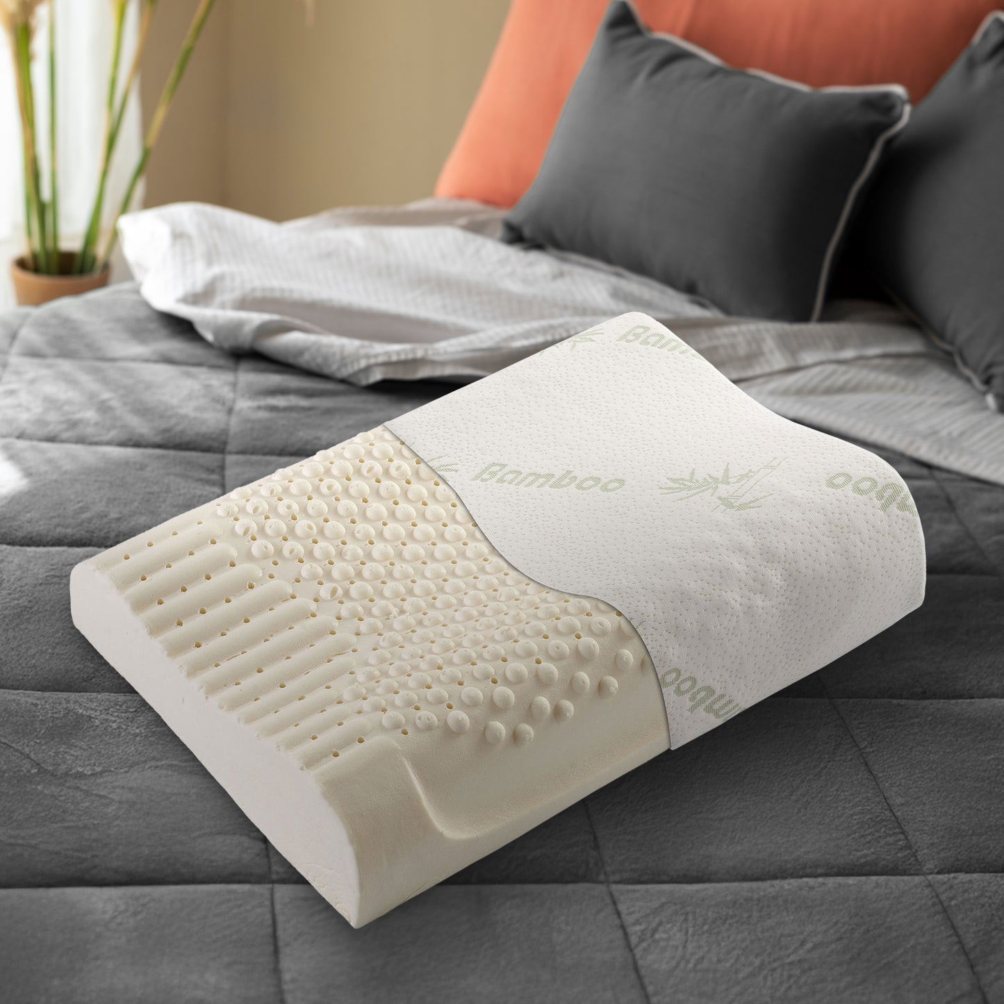 Cheer Collection Contoured Latex Memory Foam Pillow