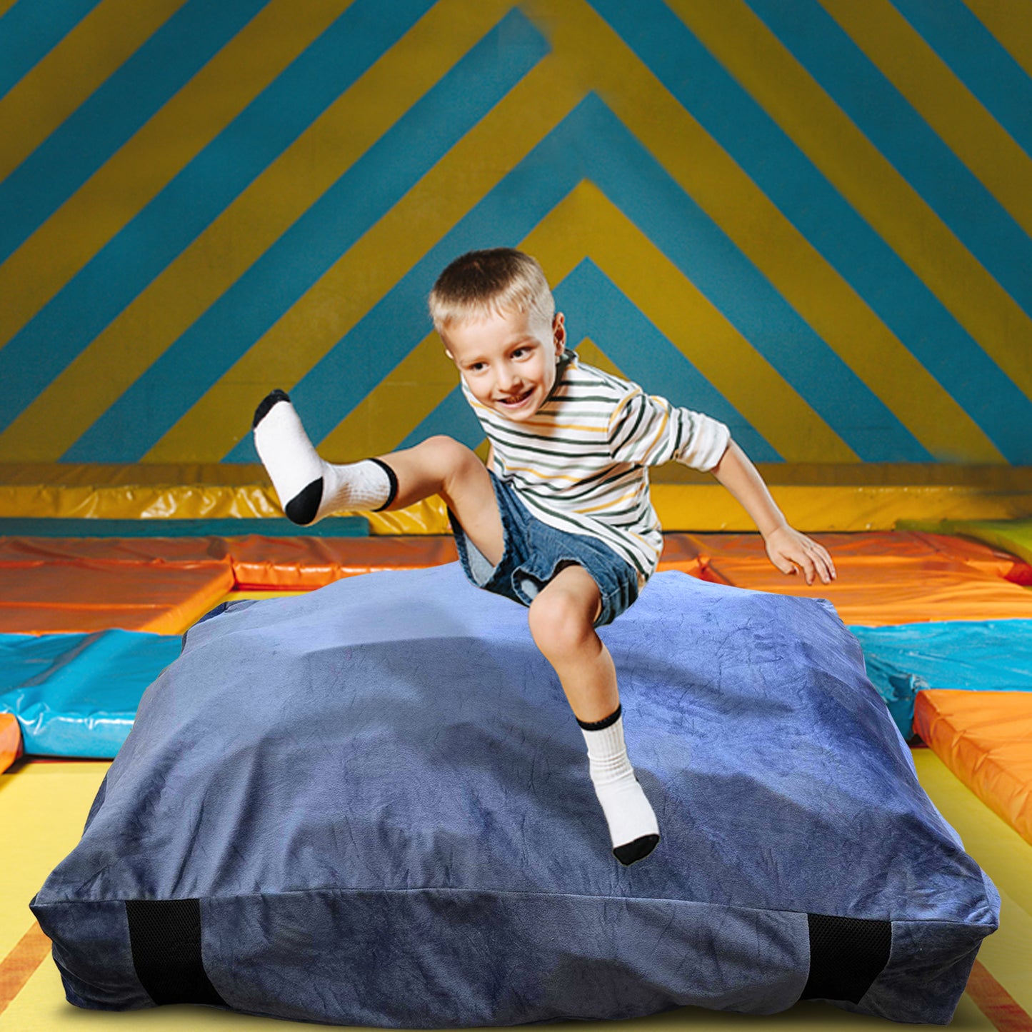 Cheer Collection Sensory Crash Pad Filled with Foam Blocks, Soft Foam Mat for Kids and Adults with Washable Cover, Giant Bean Bag with Vent Holes