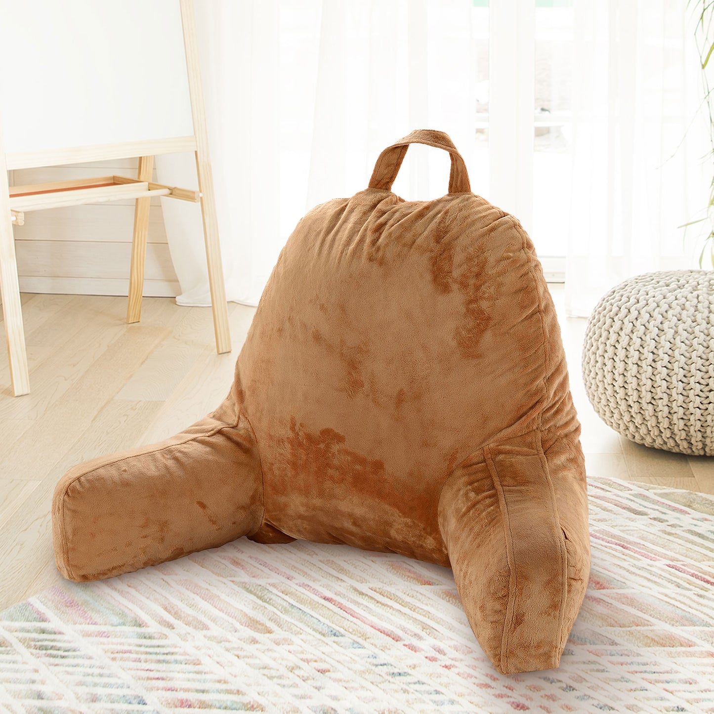 Cheer Collection Kids Size Reading Pillow with Arms for Sitting Up in Bed