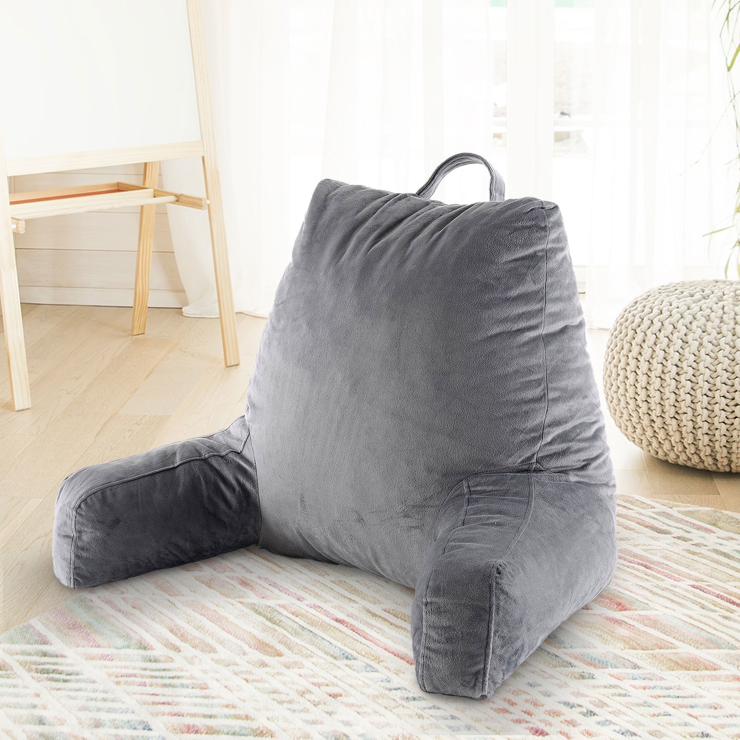 Cheer Collection Kids Size Reading Pillow with Arms for Sitting Up in Bed