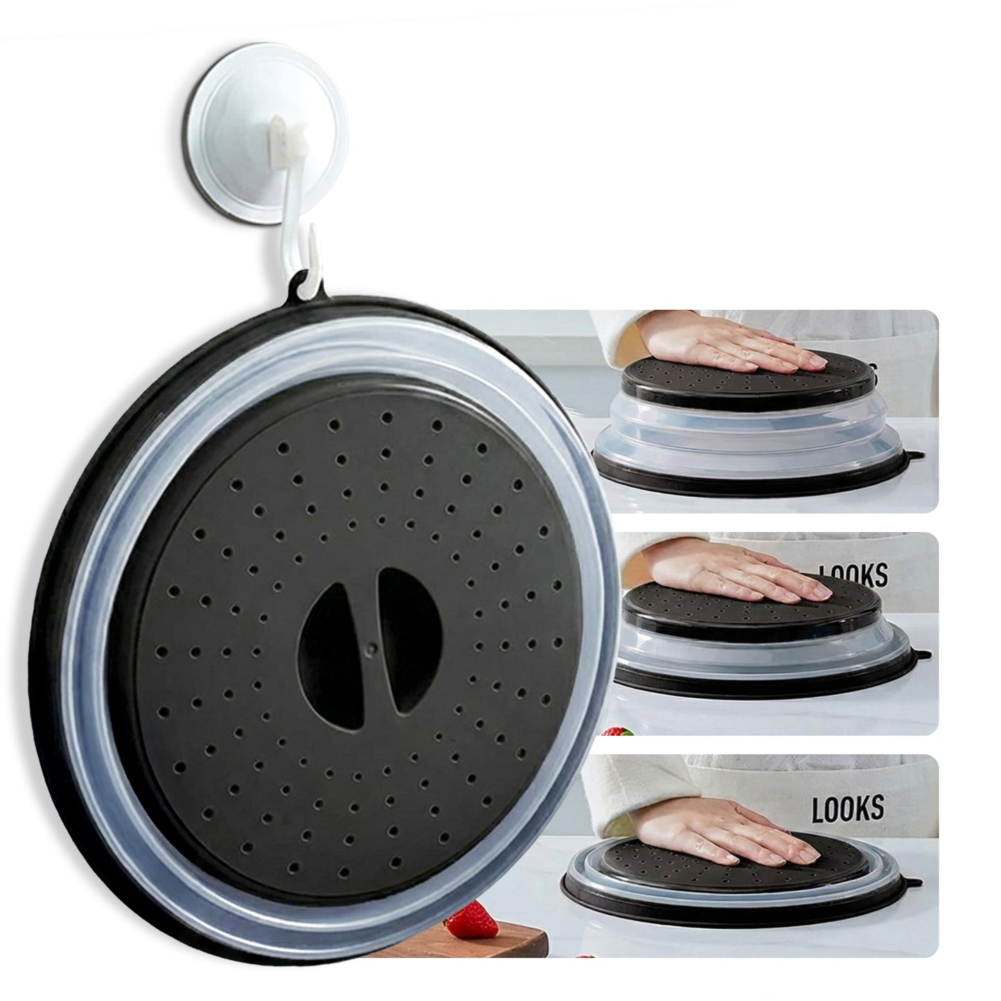 Cheer Collection Collapsible Microwave Splatter Cover with Steam Vents, BPA Free and Easy Grip Handle