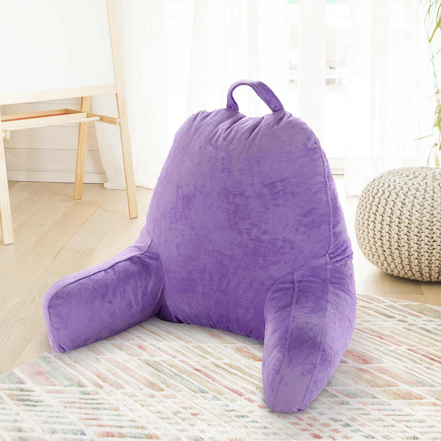 Cheer Collection Kids Size Reading Pillow with Arms for Sitting Up in Bed