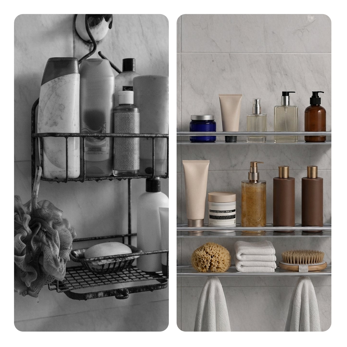 Cheer Collection Wall Mounted Shower Caddy & Towel Hooks - No Drilling Necessary