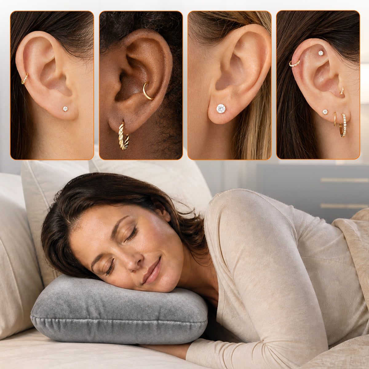 Cheer Collection Ear Pillow for Side Sleepers with Center Ear Opening