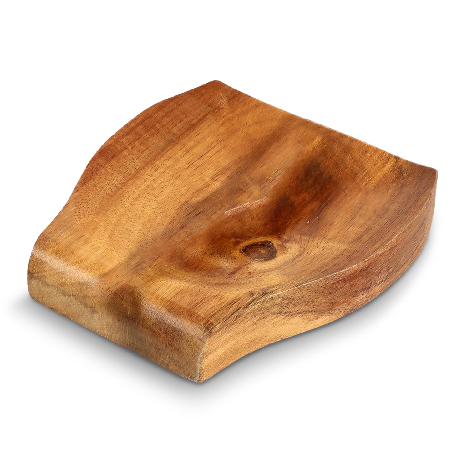 Cheer Collection Teak Wood Spoon Rest for Kitchen Counter with Non Slip Base