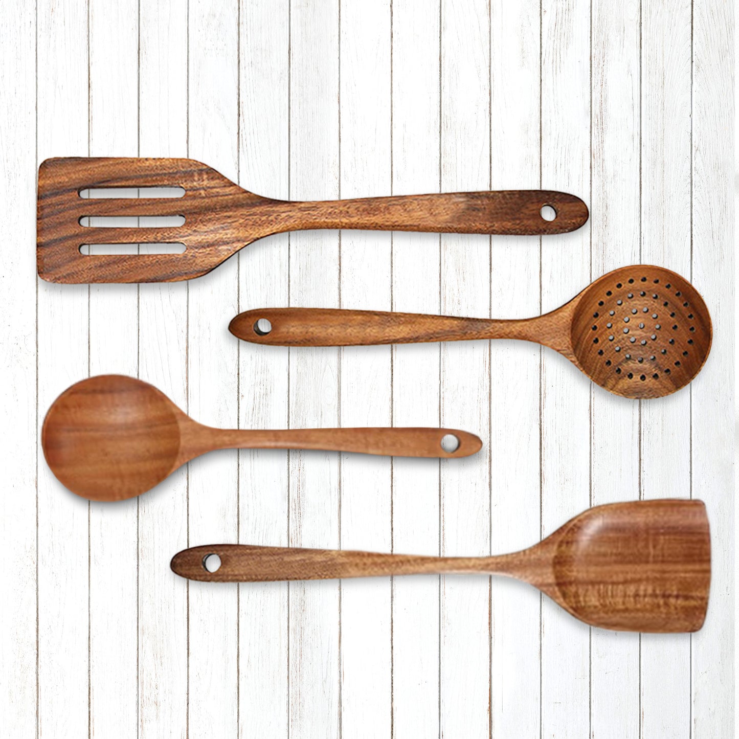 Cheer Collection Premium Teak Wood Spatula Set – Elegant 4-Piece Handcrafted Utensils for Effortless Cooking