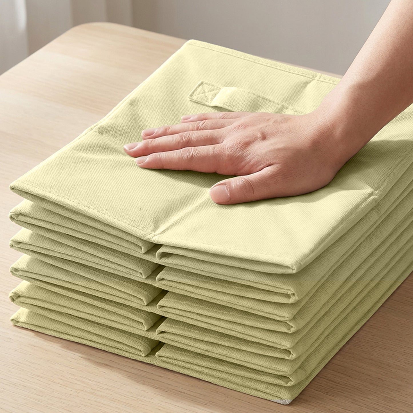 Cheer Collection Fabric Storage Cubes with Handles 6 Pack Collapsible Shelf Organizer Bins