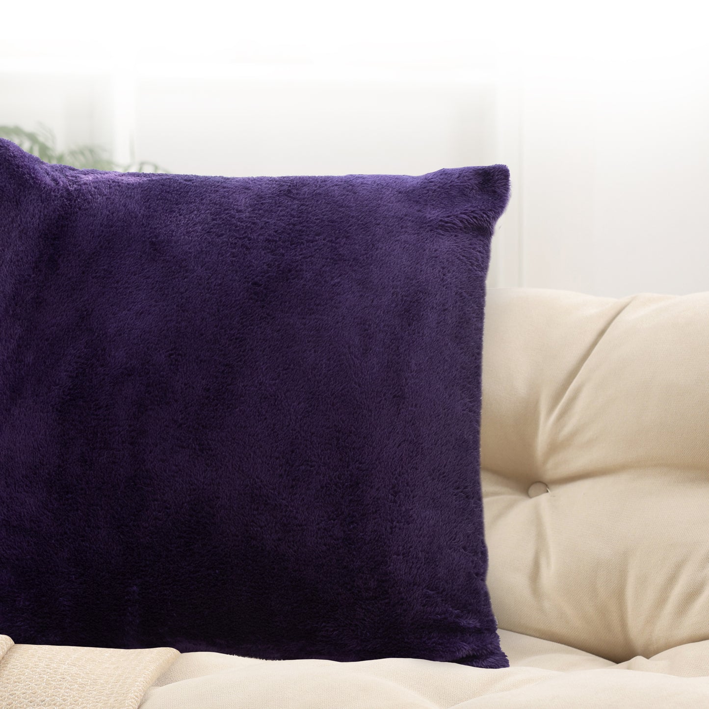 Cheer Collection Microsherpa Throw Pillow - Ultra Soft and Fluffy, Elegant Home Decor, Velvet Stylish Accent Pillows - 18" x 18" - Set of 2