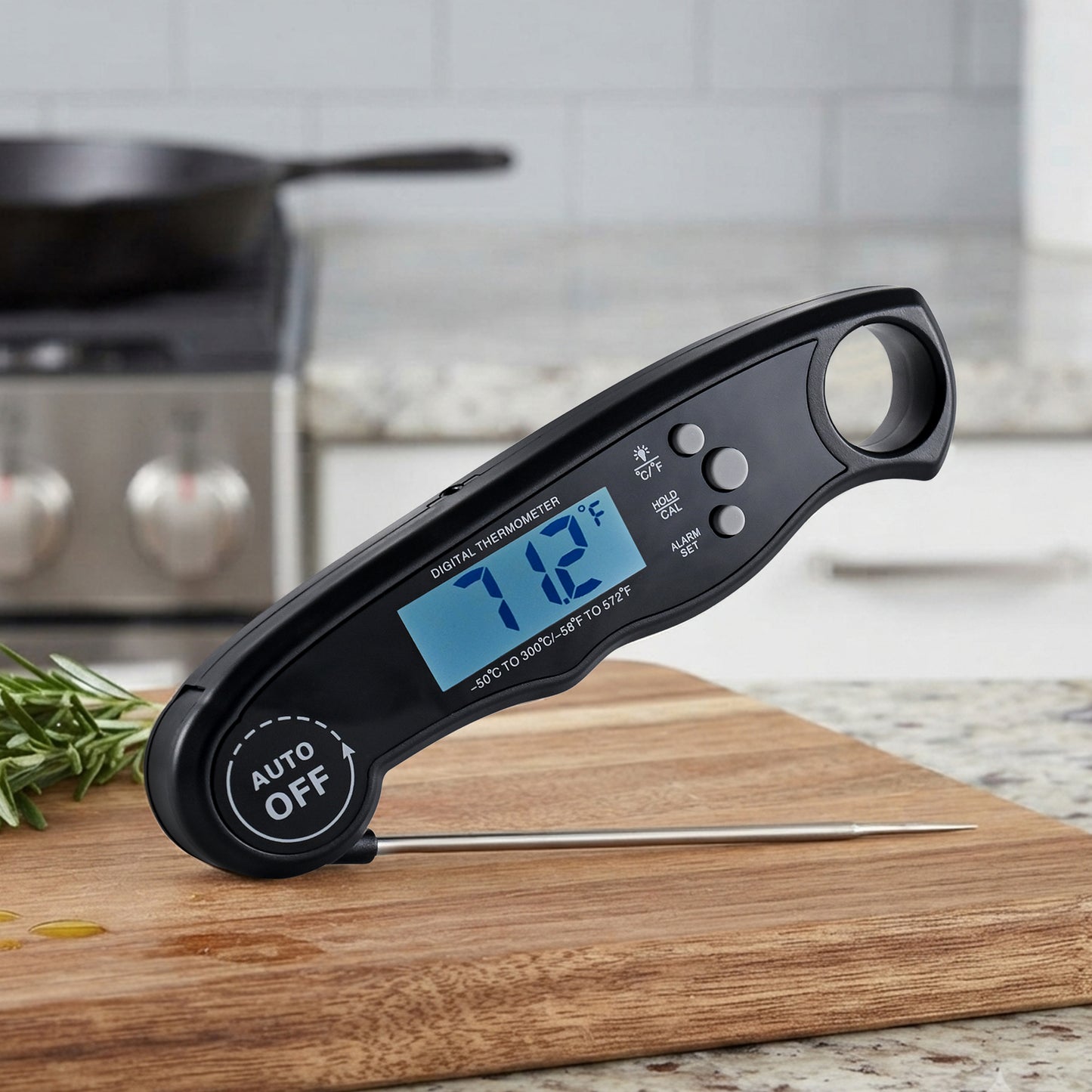 Cheer Collection Digital Meat Thermometer, Instant Read Food Thermometer with Backlight LCD Screen, Foldable Cooking Thermometer for BBQ and Kitchen