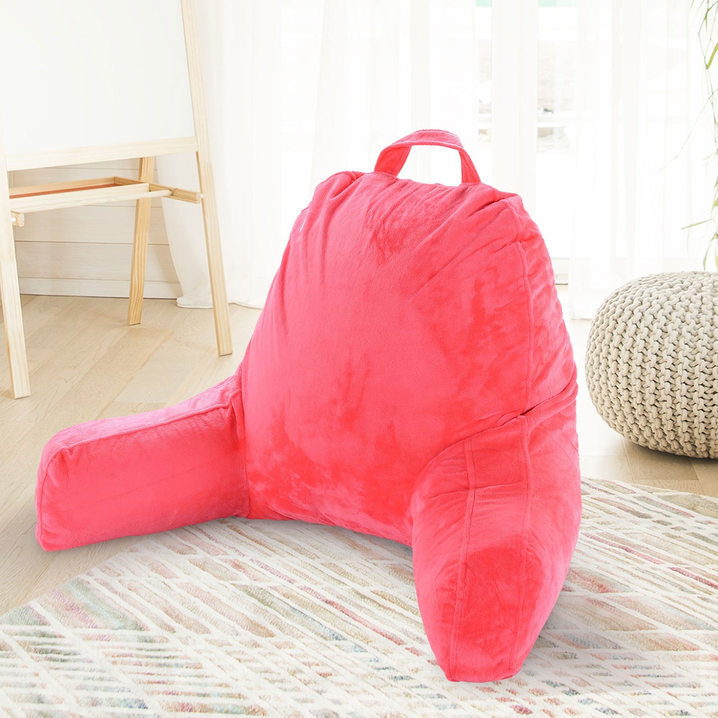 Cheer Collection Kids Size Reading Pillow with Arms for Sitting Up in Bed
