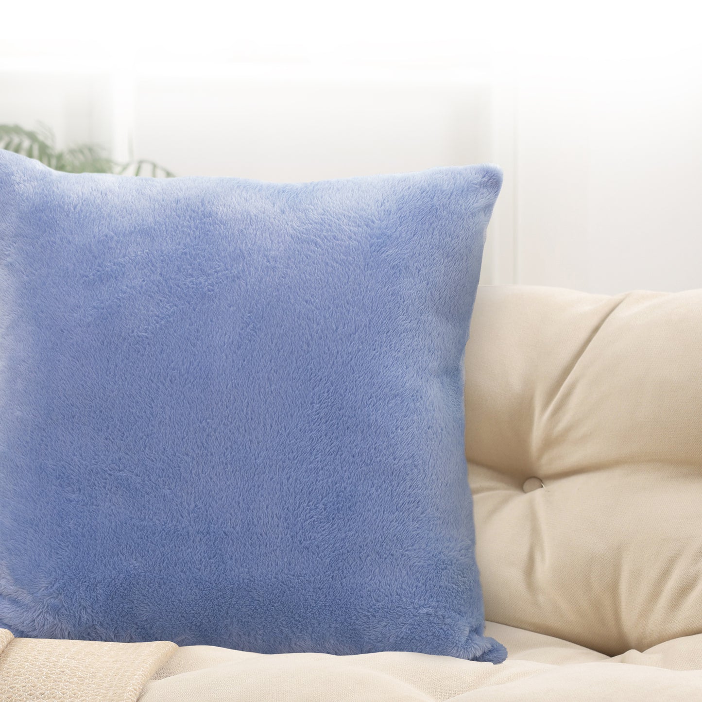 Cheer Collection Microsherpa Throw Pillow - Ultra Soft and Fluffy, Elegant Home Decor, Velvet Stylish Accent Pillows - 18" x 18" - Set of 2