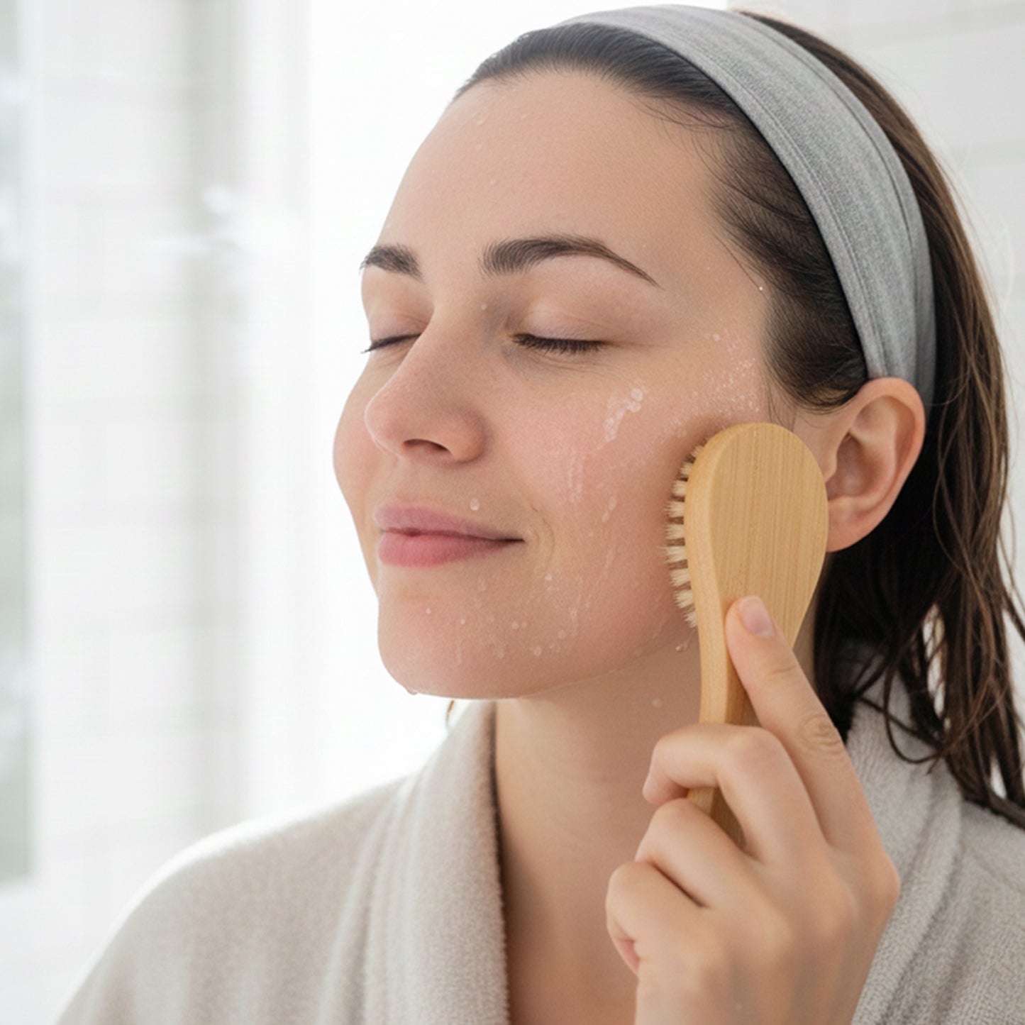 Cheer Collection Natural Bristle Shower Body Brush Set of 4 for Wet or Dry Brushing