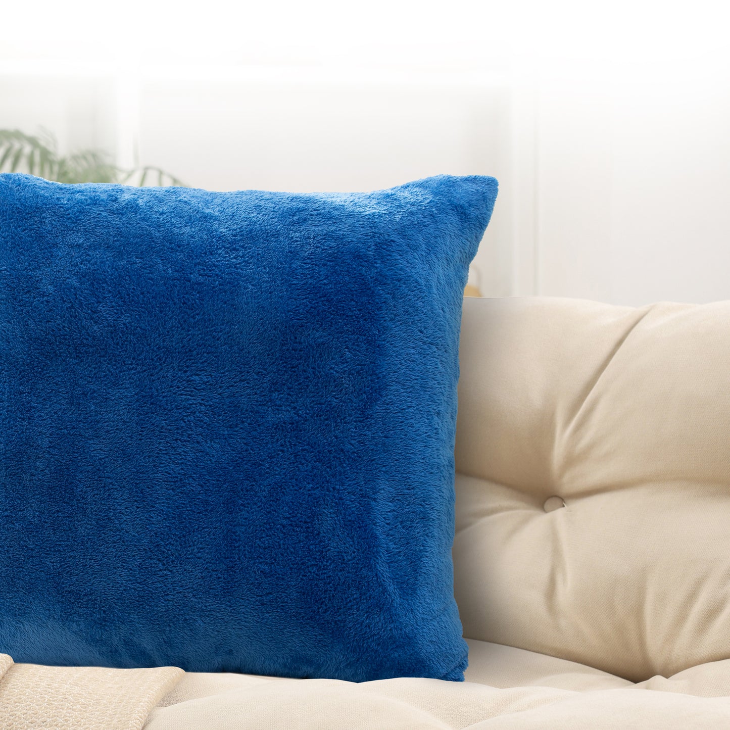Cheer Collection Microsherpa Throw Pillow - Ultra Soft and Fluffy, Elegant Home Decor, Velvet Stylish Accent Pillows - 18" x 18" - Set of 2