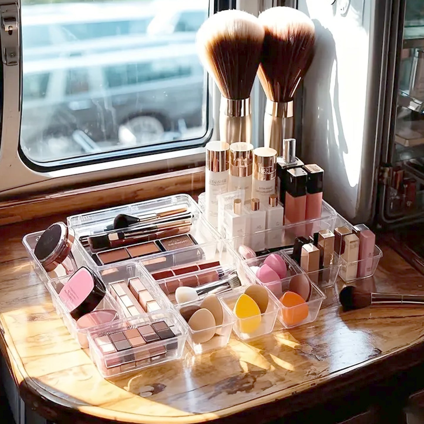 Cheer Collection 25 Piece Clear Plastic Drawer Organizer Set for Makeup, Office, Kitchen & Vanity