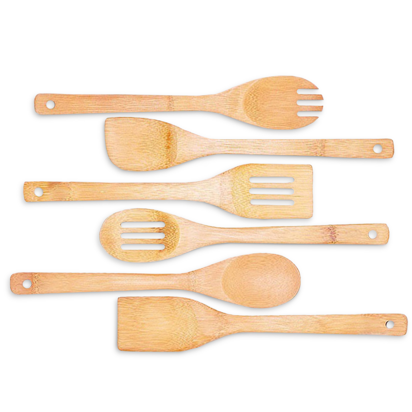 Cheer Collection Premium Bamboo Cooking Utensil Set – 6 Piece Non-Scratch Wooden Spatulas & Spoons for Kitchen
