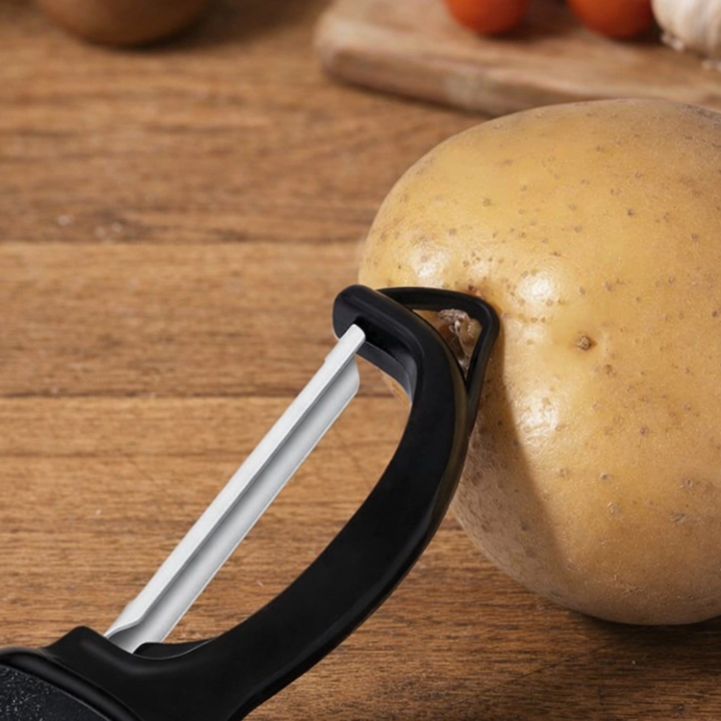 Cheer Collection Swivel Vegetable Peeler with Stainless Steel Twin Blades Black