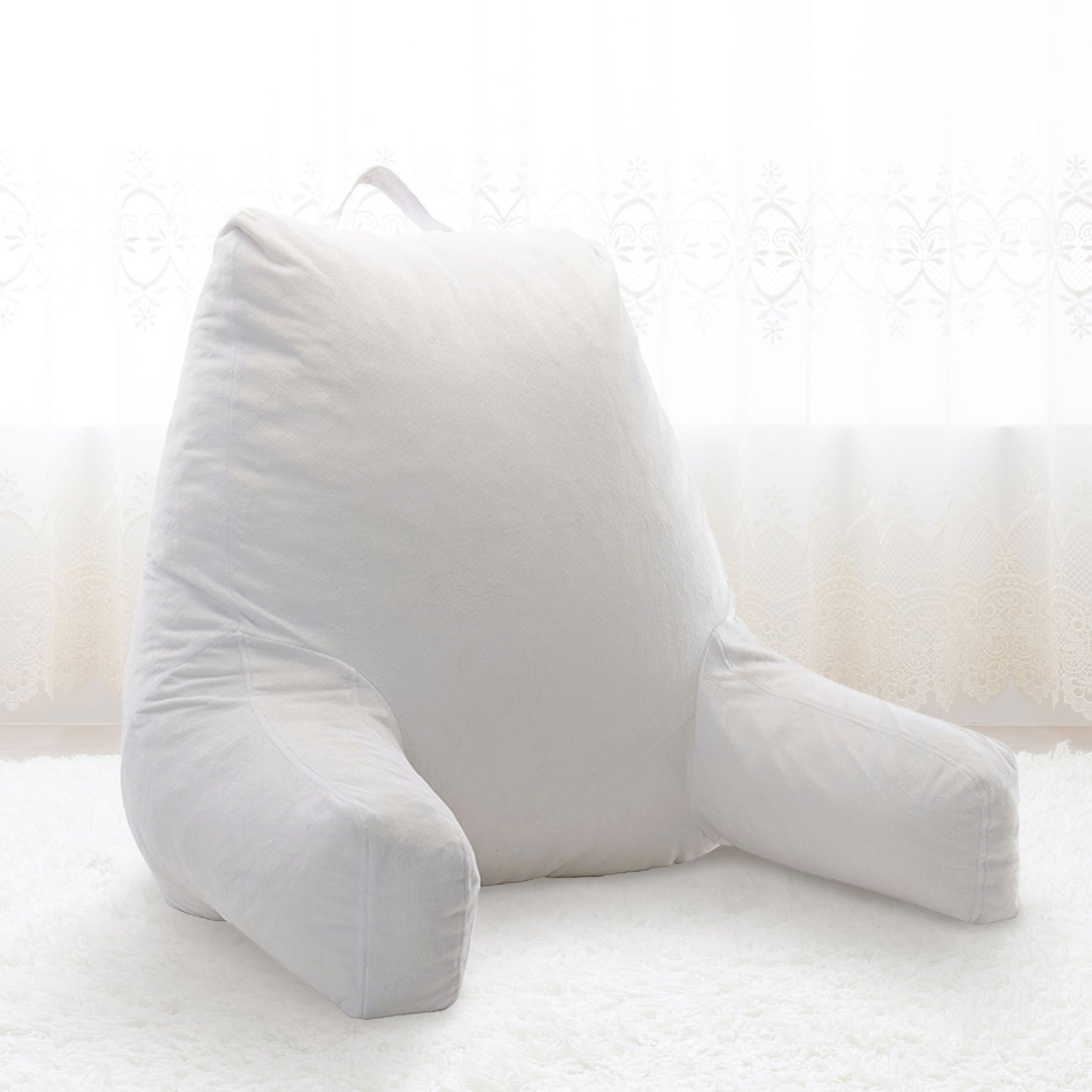 Cheer Collection Kids Size Reading and Gaming Pillow with Armrest - Plush Fiber Filled Backrest Pillow