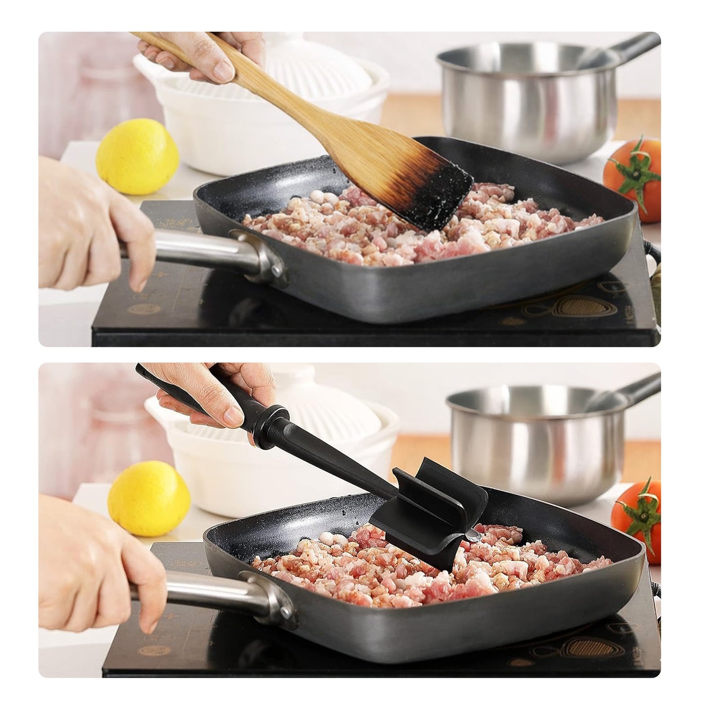 Cheer Collection Heat Resistant Nylon Meat Chopper for Ground Beef and Mashing