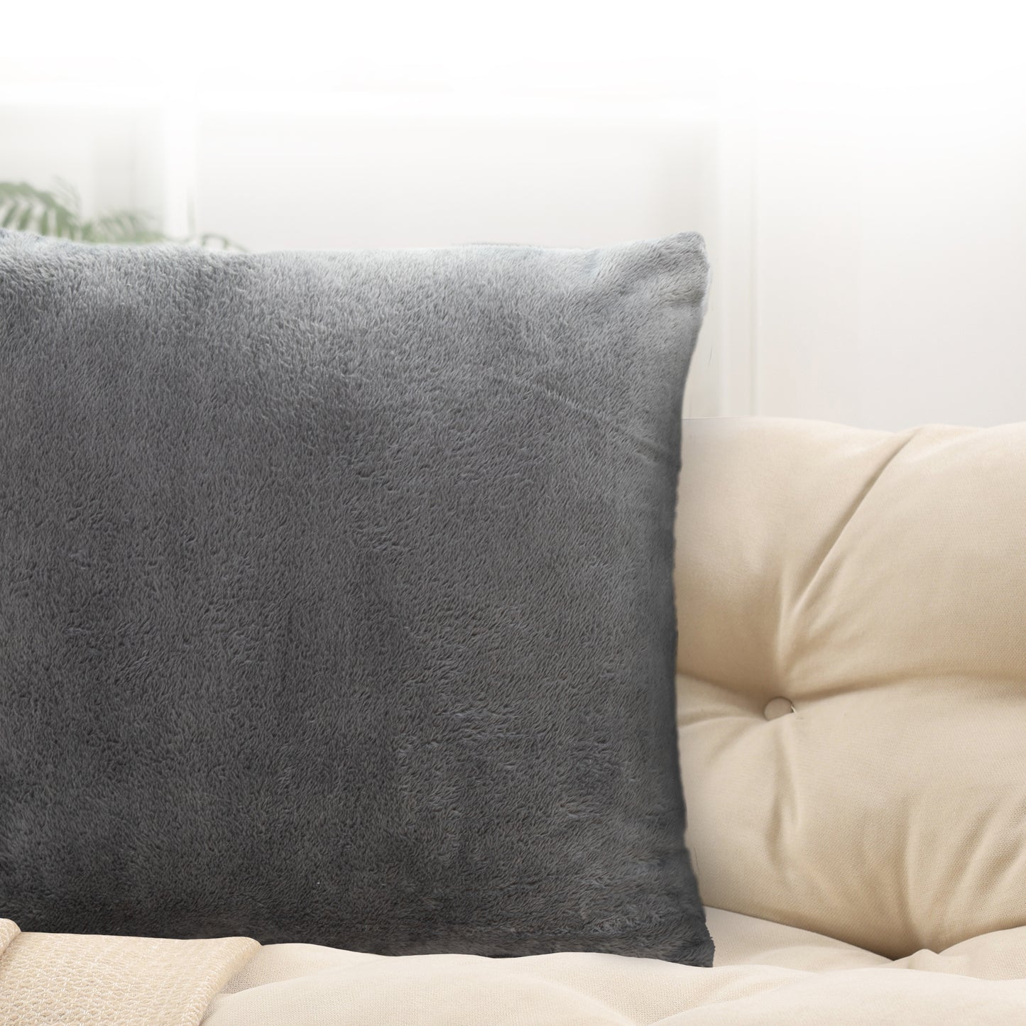 Cheer Collection Microsherpa Throw Pillow - Ultra Soft and Fluffy, Elegant Home Decor, Velvet Stylish Accent Pillows - 18" x 18" - Set of 2