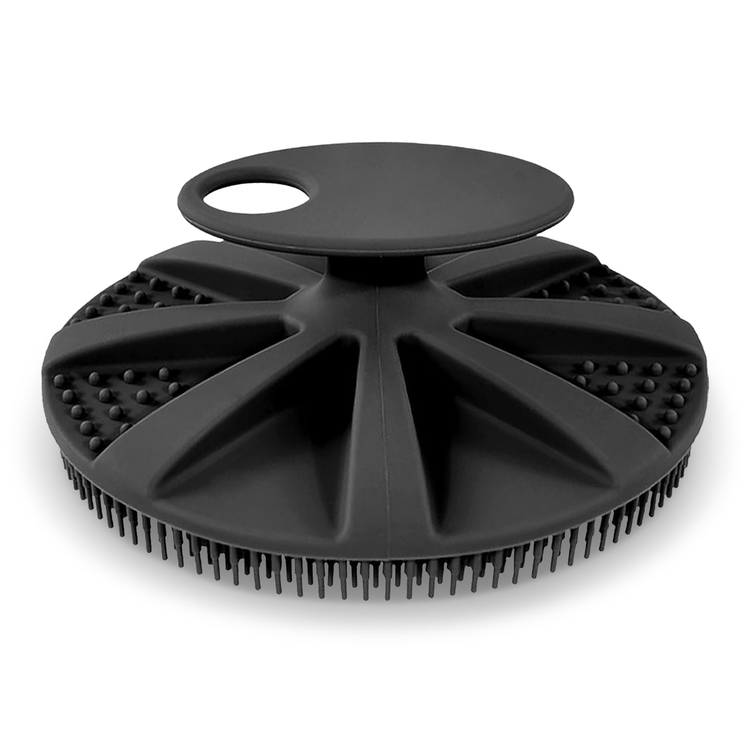 Cheer Collection Palm Size Silicone Shower Scrubber with Flexible Bristles and Hanging Grip Handle