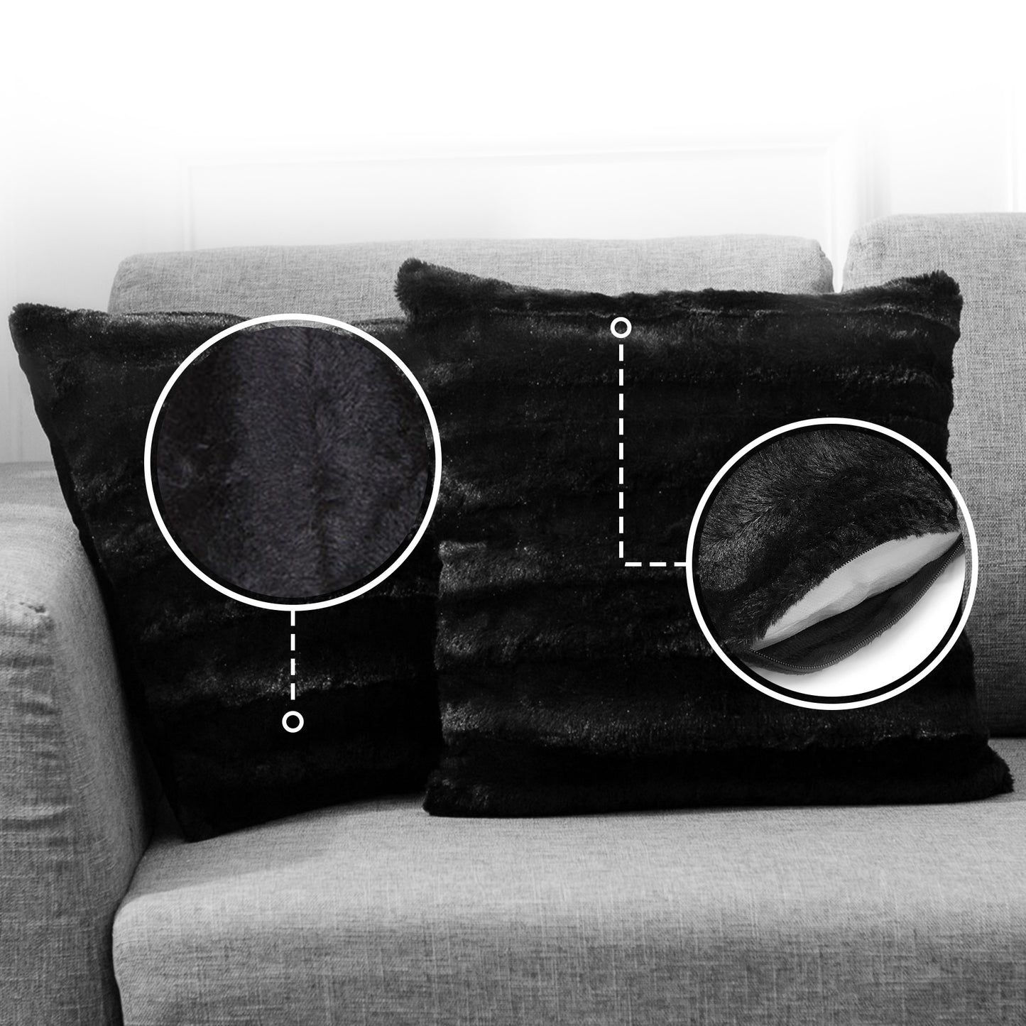 Cheer Collection Set of 2 Faux Fur Throw Pillows 22" x 22"